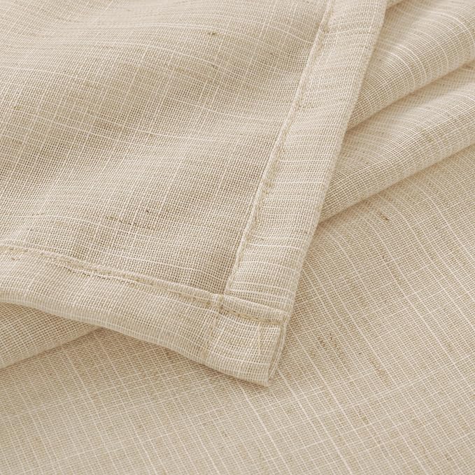 BGment Natural Linen Curtains 96 Inches Long for Living Room Burlap Drapes | Tan Semi Sheer with Rod Pocket Light Filtering for Farmhouse Bedroom Window Lightweight, 2 Panels, 52 X 96 Inch