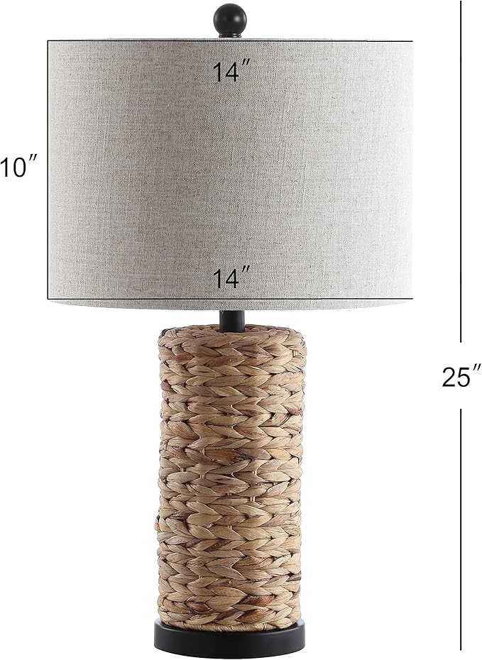JONATHAN Y Elicia 25" Water Hyacinth Table Lamp, Natural, Set of 2
