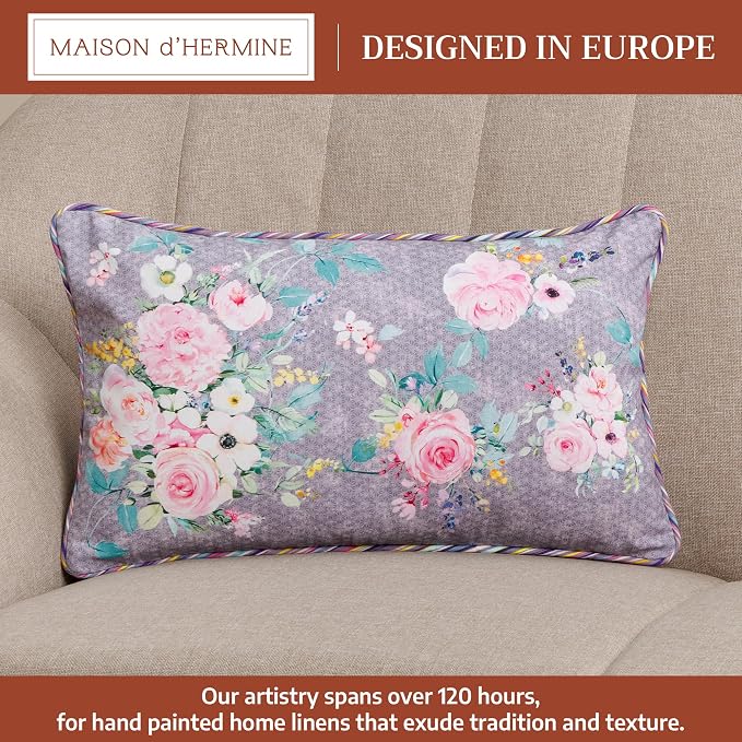 Maison d' Hermine Throw Pillow Covers 100% Cotton (12" x 20" - Pack of 1)