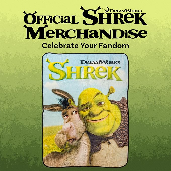 Silver Buffalo Shrek and Donkey Hugging, Fleece Throw Blanket, 45x60in | Soft and Cozy, 250 GSM