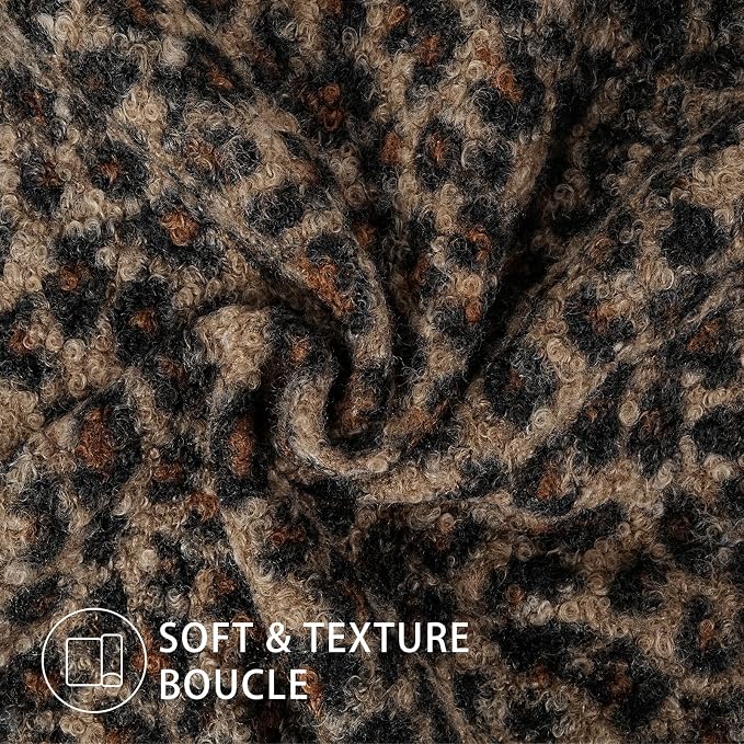 cygnus Cheetah Print Boucle Throw Pillow Covers 20x20 Inch | Set of 2 Soft Fuzzy Curly Textured Decorative Pillowcase, Leopard Pillows for Living Room Bedroom Stockholm Home Decor