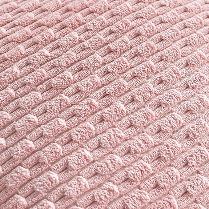 Set of 4 Light Pink Decorative Throw Pillow Covers 26x26 Inch Corduroy Pillow Covers for Bed Couch Sofa Living Room Soft Square Cushion Cases