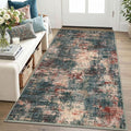 Lansny Abstract Washable Entryway Rug 3x5 Area Rug Non Slip Kitchen Rugs | Red/Multi;Thin Printed Faux Wool Door Mat;Small Rugs;Front Door Rug;Indoor Entry Rug;Rubber Backed Floor Carpet;Throw Rugs