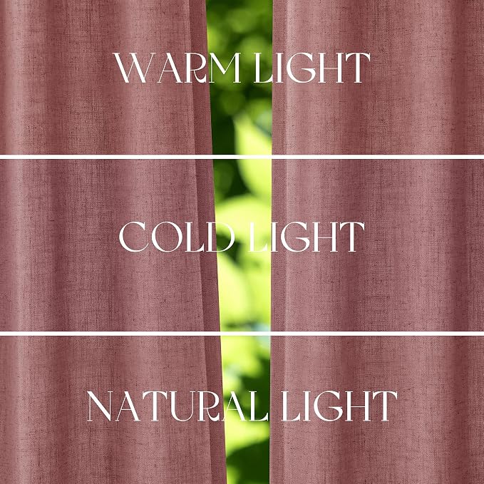 Jowels Canyon Rose Linen Curtains 84 Inch Long 2 Panels for Living Room | Pink Light Filtering Sheer Curtain, Back Tab Pocket Pleated Look, Boho Farmhouse Textured Privacy Drapes for Bedroom Window