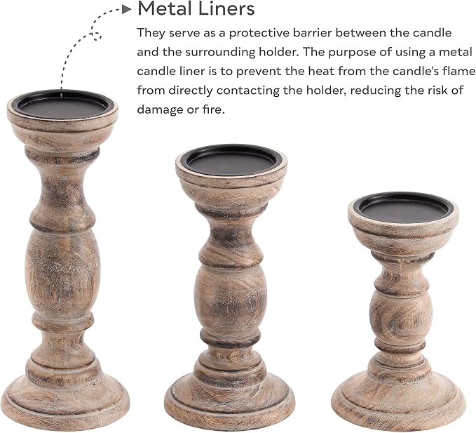 JFY Designs Everwood Candle Holders for Pillar, Farmhouse Fireplace Décor