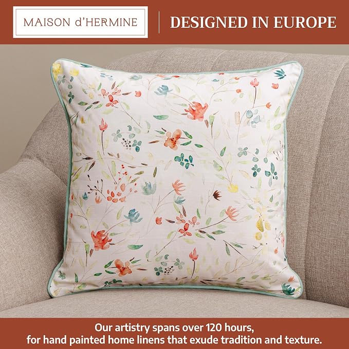 Maison d' Hermine Throw Pillow Covers 100% Cotton (20" x 20" - Pack of 1)