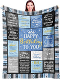 Ivivis Birthday Gifts for Women Girls Throw Blanket 60"X50" Blue, Happy Birthday Decorations for Woman, Gifts for Women Birthdays Unique, Womens Bday Gift Ideas for Her Friend Mom Sister Grandma Wife