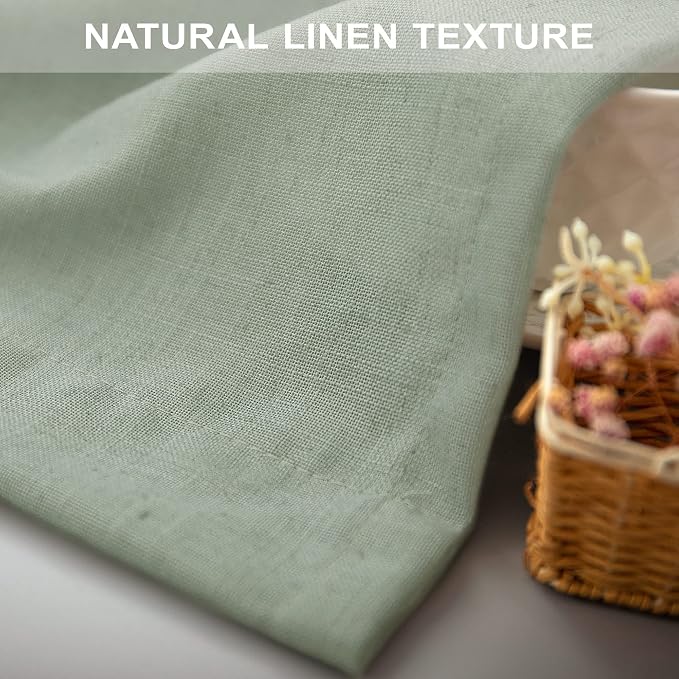 Sage Green Curtains 84 Inch Length for Living Room 2 Panels Back Tab Rod Pocket Drapes Light Filtering Sheer Linen Cotton Textured Light Green Curtain for Bedroom Rustic Boho Farmhouse Decor 7 FT Long