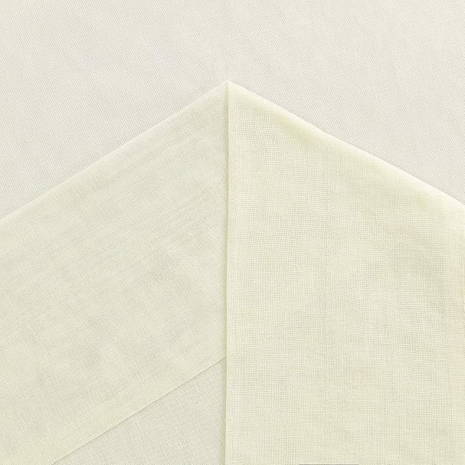 DWCN Ivory Sheer Curtains, Grommet Top Window Curtains for Bedroom & Living Room, Faux Linen Look Voile Semi-Transparent Solid Curtains Drapes Set of 2 Panels 52 x 102 Inch Long, Ivory