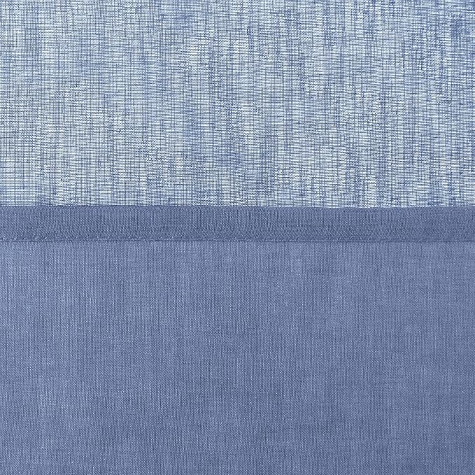 DWCN Sheer Curtains for Living Room Bedroom - Faux Linen Look Voile Drapes Grommet Top Window Curtain Panel 52 x 84 Inches Long, Dusty Blue, Set of 2 Panels
