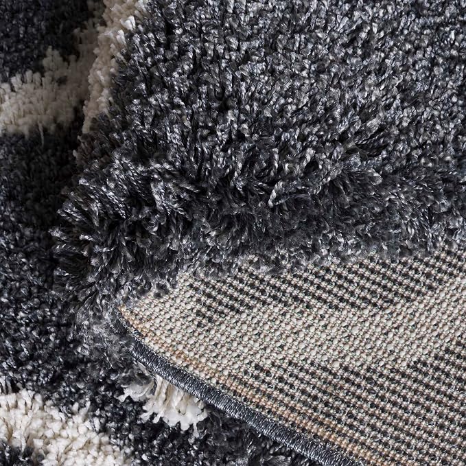 SAFAVIEH Hudson Shag Collection Runner Rug - 2'3" x 10', Dark Grey & Ivory, Moroccan Trellis, Non-Shedding & Easy Care, 2-inch Thick Ideal for High Traffic Areas in Living Room, Bedroom (SGH283G)