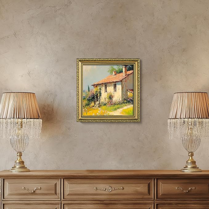 eletecpro 8x8 Vintage Picture Frame, Glass Cover, Gold, 2-Pack