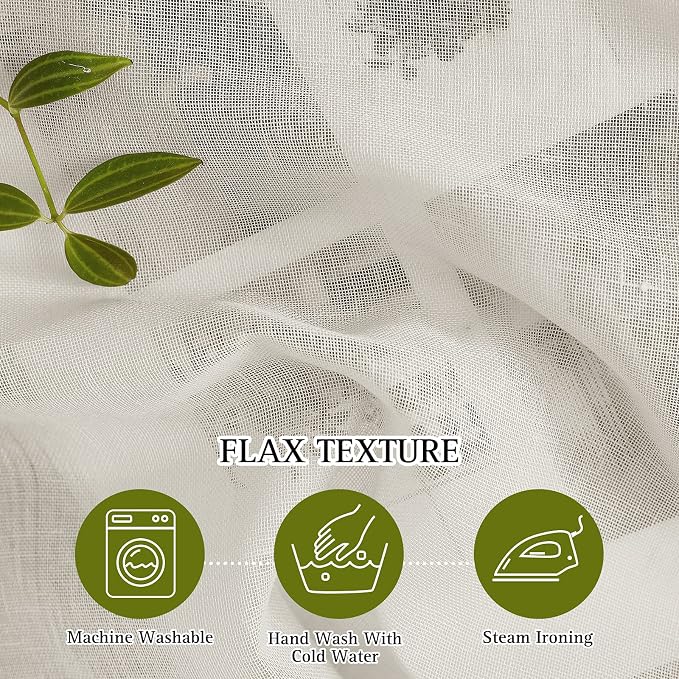 NICETOWN Natural Linen Curtains for Doorway 80 inch Length, Grommet Privacy Semi Sheer Linen Burlap Window Treatments with Light Filtering for Home Office/Living Room, W52 x L80, 2 Panels