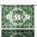 Green 5x7 Washable Rug for Living Room, Non Slip Carpet for Bedroom | Soft faux wool, machine washable & stain resistant. Non-slip rubber backing, low pile. For living room, bedroom, office.