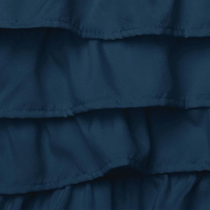 Elegant Comfort Luxurious Premium Quality 1500 Thread Count Wrinkle and Fade Resistant Egyptian Quality Microfiber Multi-Ruffle Bed Skirt - 15inch Drop, Full, Navy Blue