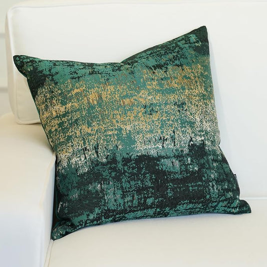 THE-TINOART Modern Spring Throw Pillow Covers 18x18, Green and Gold Jacquard Woven Pillow Covers, Luxury Holiday Decor for Couch Sofa Bed