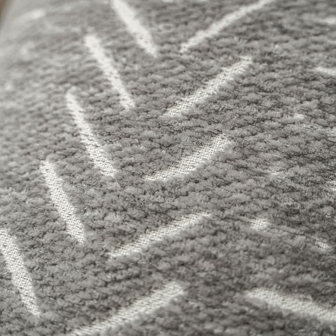 BlissBlush Decorative Long Lumbar Pillow Cover 14x36 for Bed, Light Gray Soft Woven Chenille Accent Pillow Cover for Bedroom Couch Sofa, Textured Farmhouse Boho Cushion Cover