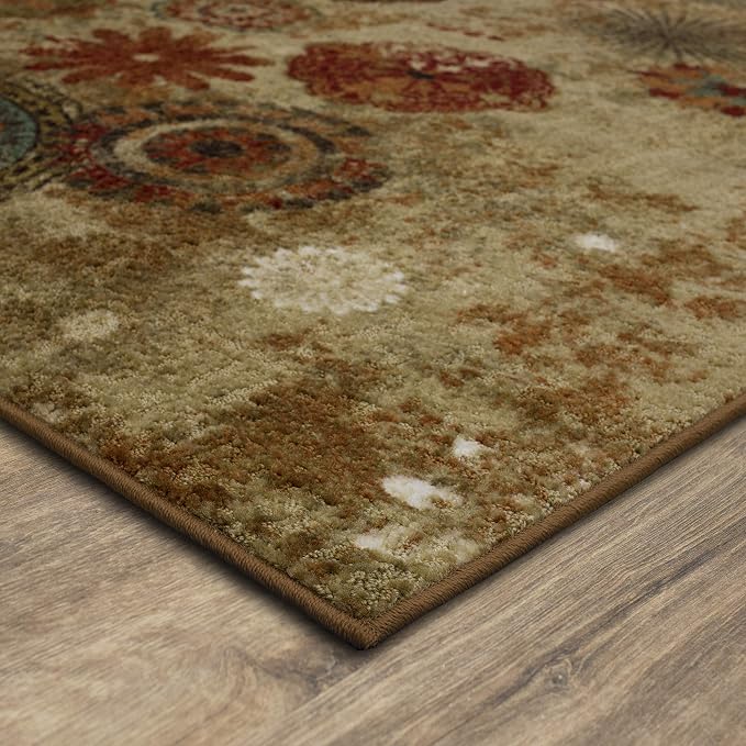 Mohawk Home Caravan Ornamental Floral Medallion 5' x 8' Area Rug - Orange - Perfect for Living Room, Dining Room, Office