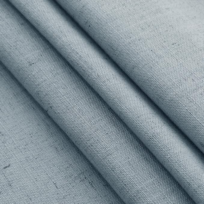 Light Blue Linen Curtains 72 Inch Length for Living Room Semi Sheer Light Filtering Door Drapes 2 Panels Set for Kids Bedroom Light Filtering Back Tab Rod Pocket Modern Farmhouse Decor 52x72