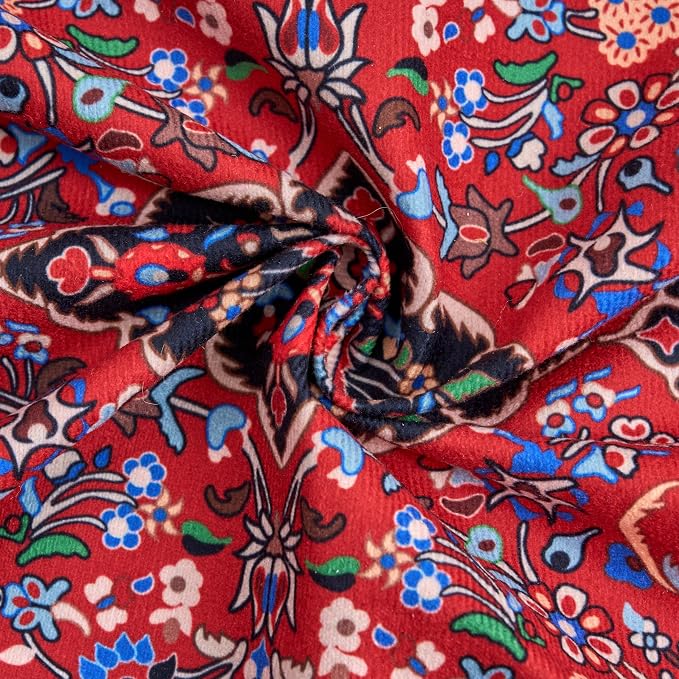 Boho Rectangular Throw Pillow Covers 12x20 Inch, Vintage Red Oriental Floral Decorative Lumbar Cushion Cases, Bohemian Ethnic Design Pillowcases for Sofa Couch Living room Bed Home Decor, Set of 2