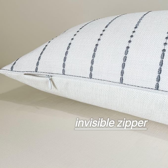 Slow Cow Linen Embroidery Decorative Lumbar Throw Pillow Cover Rectangular Pillowcase Cushion Cover for Bed Couch Sofa 12 x 24 Inches Dark Gray