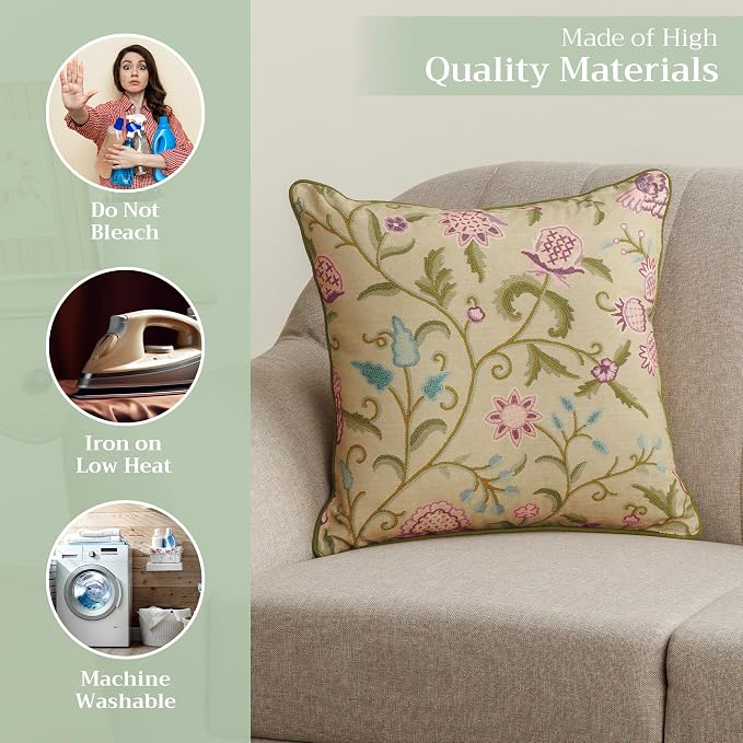 Maison d' Hermine Throw Pillow Covers 100% Cotton (18" x 18" - Pack of 1)