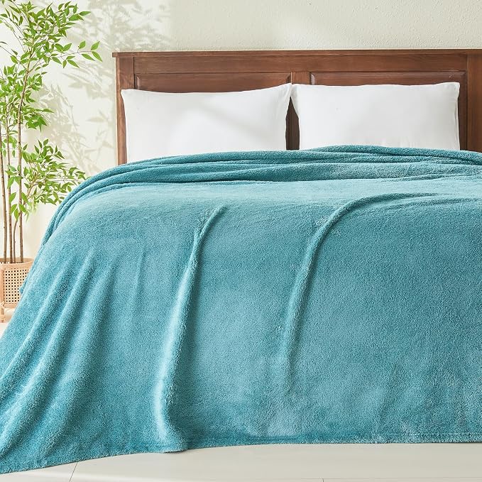 NEWCOSPLAY Knitted Throw Blanket for Couch Sofa Bed, Light Teal, 90"x90" | Super Soft Plush, Fuzzy Fluffy Microfiber, Lightweight Cozy Blanket for Room Decor, All Season Use