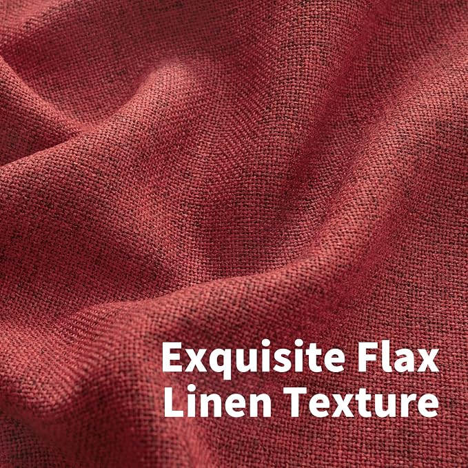 YoungsTex Burgundy Red Linen Curtains 102 Inch Length for Living Room, Light Filtering Semi Sheer Drapes with Bronze Grommet Privacy for Bedroom Windows, 52 x 102 Inch, 2 Panels