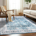 Machine Washable Area Rug, Soft & Durable, Non-Slip, Stain Resistant Rug for Bedroom, Living Room, Dining Room, High Traffic Areas. (Blue/Turquoise, 6' X 9')