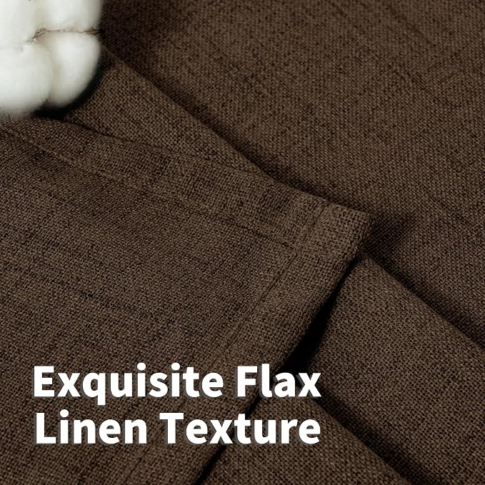 YoungsTex Brown Linen Curtains 95 Inches Long 2 Panels for Living Room, Chocolate Semi Sheer Drapes with Bronze Grommet Light Filtering Floor Length for Bedroom Dining Room Farmhouse, 52 x 95 Inch