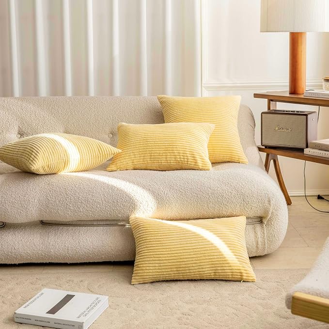 Home Brilliant 22x22 Throw Pillow Covers Decor for Couch Euro Sham Covers Decorative Pillow Covers 56x56 cm Cushion Covers for Summer Decor, 22x22 inch Light Yellow