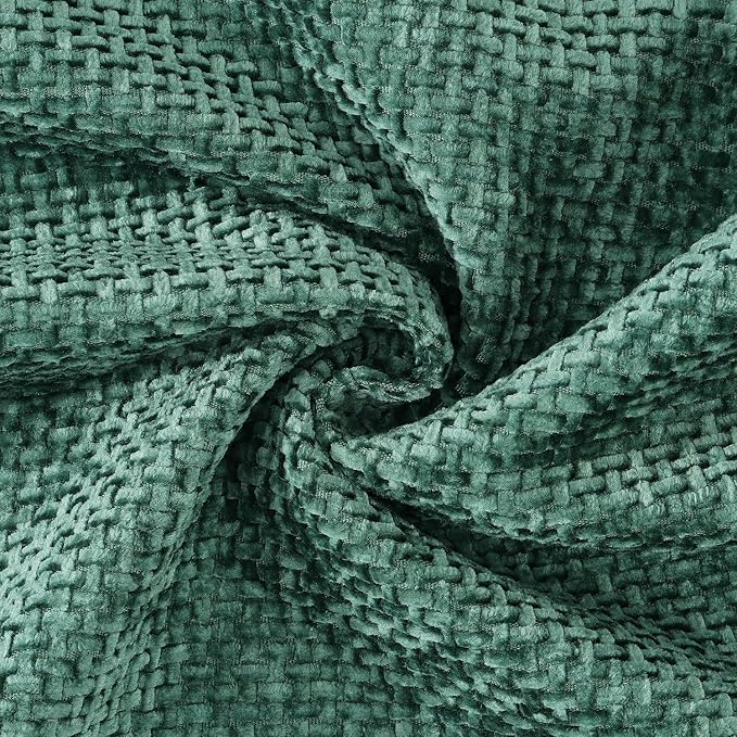 MADIZZ Decorative Chenille Velvet Throw Pillow Covers Set of 2 Soft Boho Textured Neutral Couch Throw Pillow for Bed Modern Farmhouse Home Decor for Sofa Livingroom Dark Green 16x16 Inch