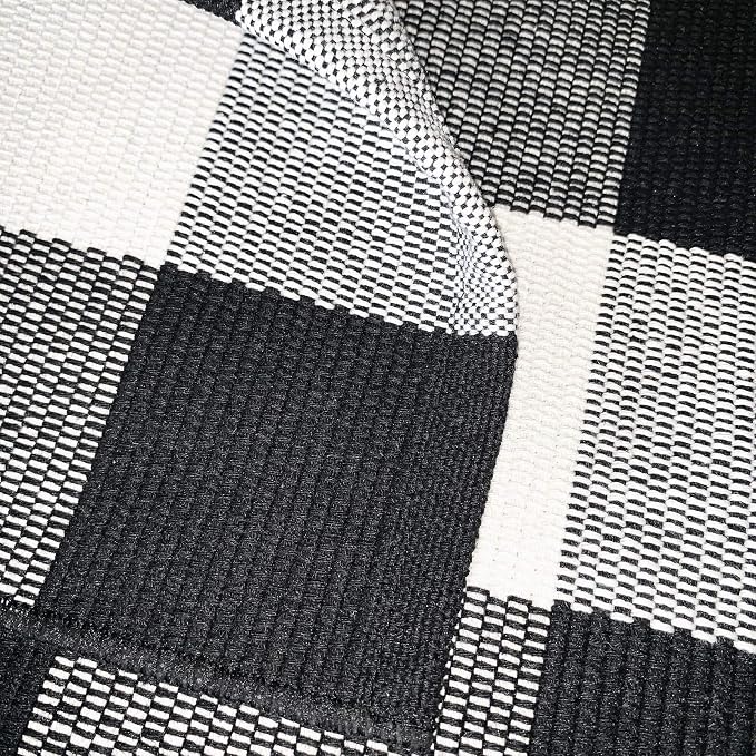 Ukeler Cotton Washable Rugs Black and White Plaid Rug for Living Room/Dinning Room/Kitchen/Bedroom, 59''x78.8''