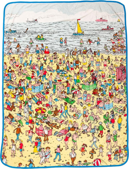 Silver Buffalo Where's Waldo Beach Edition, Fleece Throw Blanket, 45x60in | Soft and Cozy, 250 GSM