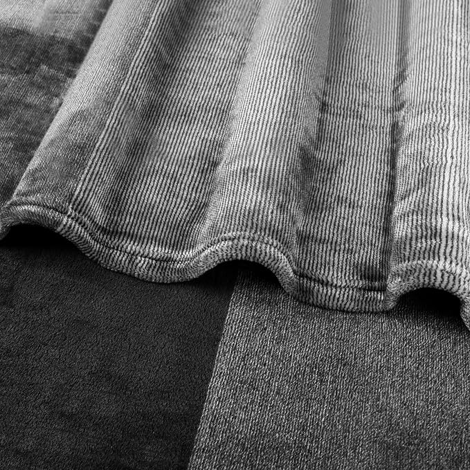 PAVILIA Black Ombre Fleece Throw Blanket for Couch Sofa Bed, 60x80 Twin
