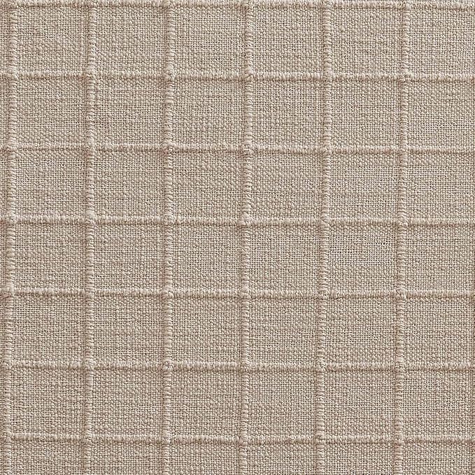 ZeeMart Artisanal Grid Linen Table Runner, 13x48 Inches Oatmeal | Heavy Textured, Durable Thick Fabric, Farmhouse Handwoven Feel Linen Runner, Easy Care Table Decor for Kitchen Dining Room