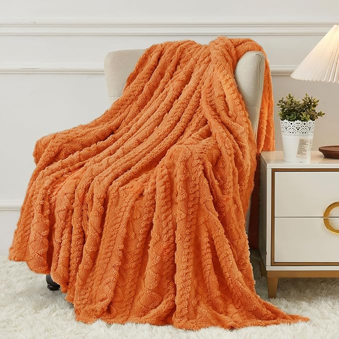 Aganear Flannel Fall Throw Blanket for Bed Couch 90"x90" Orange | Warm Gift for Women,Christmas,Housewarming,Soft Lightweight Fuzzy,Boho Design for Room Home Decor,All-Season Use