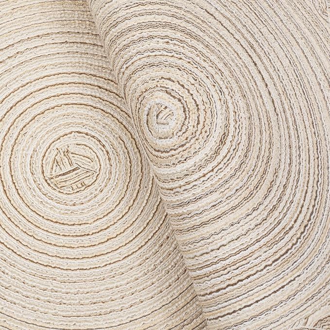 SHACOS Round Placemats Set of 4 Boho Braided Border 15 inch Circle Place Mats Washable Fabric Table Mats for Kitchen Dining Table, Ivory