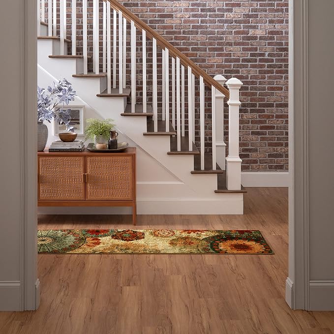 Mohawk Home Caravan Ornamental Floral Medallion 1' 8" x 2' 10" Area Rug - Orange - Perfect for Living Room, Dining Room, Office