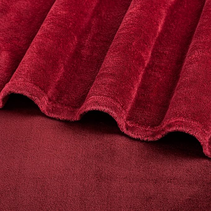PAVILIA Wine Burgundy Throw Blanket for Couch Twin Size, Dark Red Maroon Super Soft Fuzzy Flannel Throw for Sofa, Luxury Plush Microfiber Blanket Twin Bed, Home Decorative Velvet Gift Blanket, 60x80