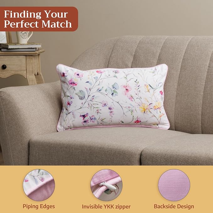 Maison d' Hermine Throw Pillow Covers 100% Cotton (12" x 20" - Pack of 1)