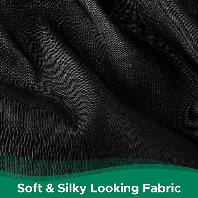 Wrap Around Queen Bed Skirt 25 Inch Drop-Elastic Long Dust Ruffle Black | Adjustable Pleated Bedskirt-Easy Fit Wrinkle Resistant Washable Hotel Quality Fabric Bed Skirting-Master Guest Bedroom Rental