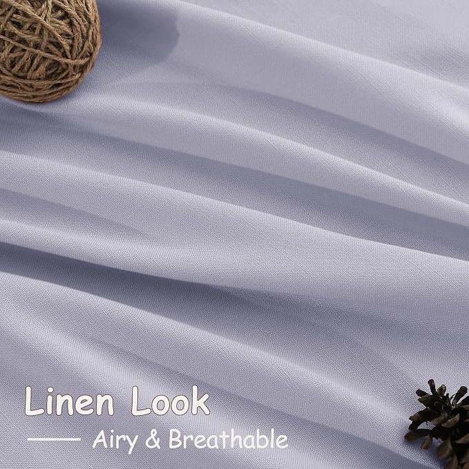 Lavender Purple Linen Curtains 90 Inches Long for Living Room Boho Decor Light Filtering Semi Sheer Curtain Back Tab and Rod Pocket Modern Luxury Drapes for Bedroom Office 52x90, 2 Panels