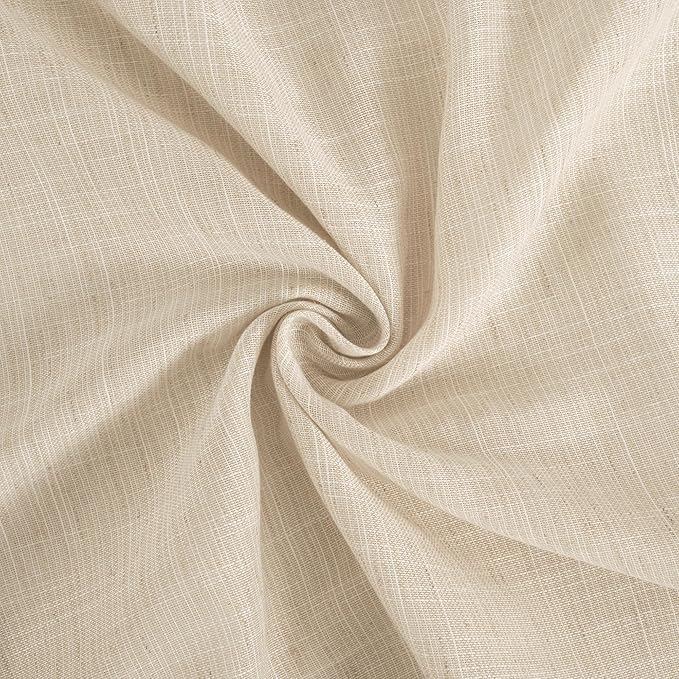 BGment 80 Inches Long Natural Linen Curtains 2 Panels Set - Burlap Light Filtering Window Drapes with Rod Pocket Semi Sheer for Farmhouse Bedroom Decor Rustic, 52 Inch Wide Each Panel