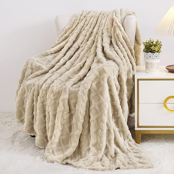 Aganear King Size Blanket - Portable, Breathable & Skin-Friendly for Couch, Sofa, Bed, Office (108"x90", Khaki)