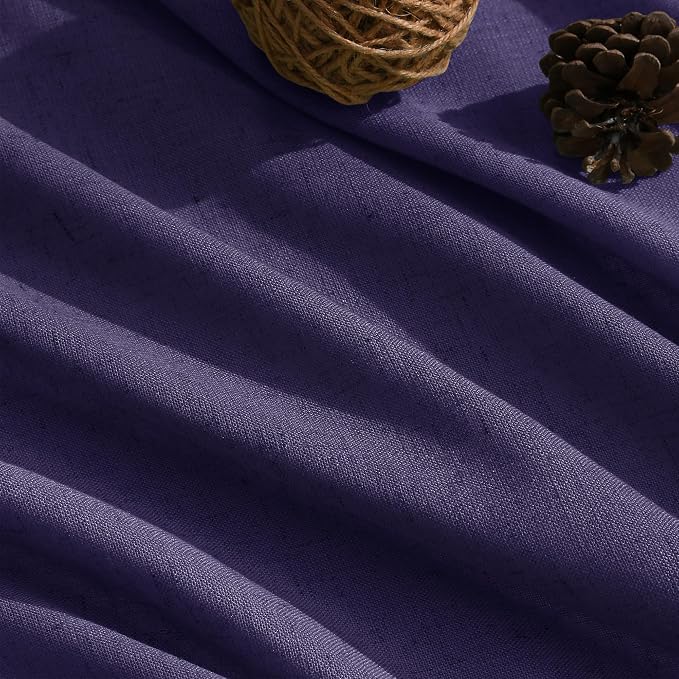 Purple Linen Blend Light Filtering Back Tab Curtains 102 Inches Long, Semi Sheer Privacy Drapes for Living Room & Bedroom, 52x102 inch, 2 Panels