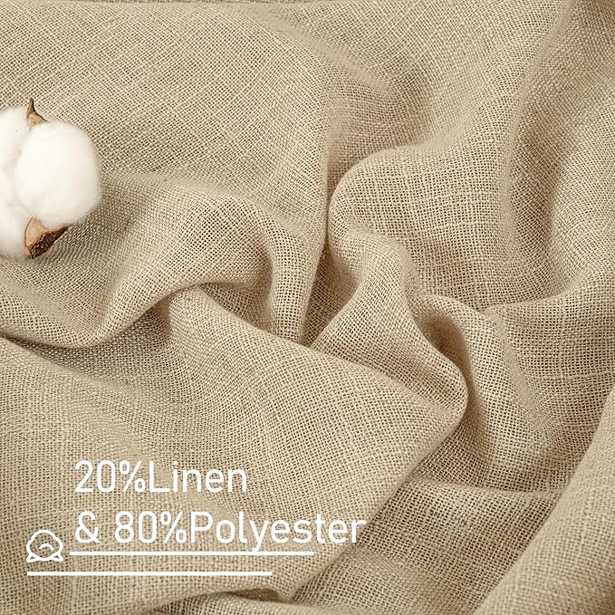 Linen Curtains 63 Inch for Bedroom Light Filtering Panels 60 x 63 Inch