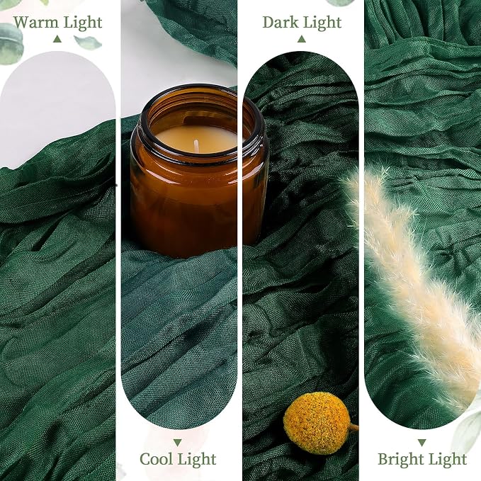 6 Pack Emerald Green Cheesecloth Table Runner 35×120 Inch Boho Home Decor | Rustic cheese cloths Sheer Gauze for Wedding Bridal Baby Shower Birthday Party Table Decor Halloween Thanksgiving Christmas