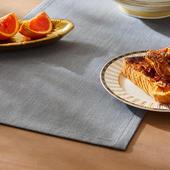 ZeeMart Rustic Cotton Linen Table Runner, 13x72 Inches Blue Ashes | Farmhouse Style Linen Table Runners 72 Inches Long, Washable Kitchen Dining Table Decoration for Home Party Decor