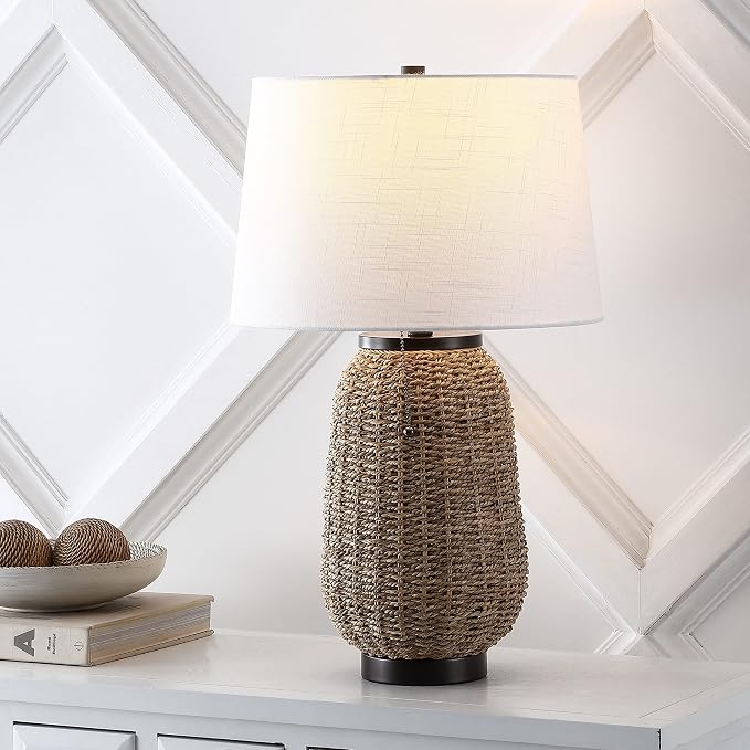 JONATHAN Y Chakrii Table Lamp 25" Pull Chain, Oil Rubbed Bronze/Dark Brown